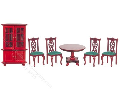 (image for) Miniature Mahogany Dining Room Set for Dollhouses (6pc)