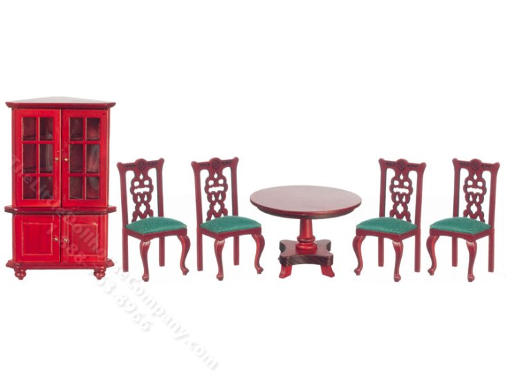 (image for) Miniature Mahogany Dining Room Set for Dollhouses (6pc)