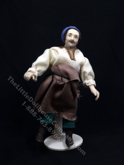 (image for) Miniature Handcrafted Vintage Medieval Man in Blue Hat