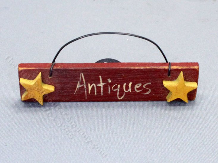 (image for) Miniature Red 'Antiques' Shop Sign for Dollhouses