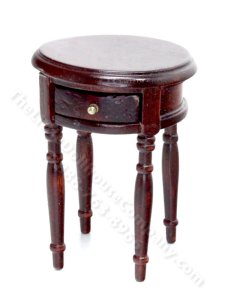 (image for) Miniature Round Mahogany End Table for Dollhouses
