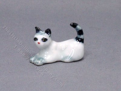 (image for) Miniature Ceramic Siamese Cat Statuette for Dollhouses