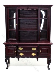 (image for) Miniature Mahogany China Hutch for Dollhouses