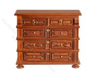 (image for) Miniature Walnut French Chateau Chest of Drawers for Dollhouses