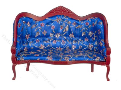 (image for) Miniature Blue Floral Victorian Sofa For Dollhouses