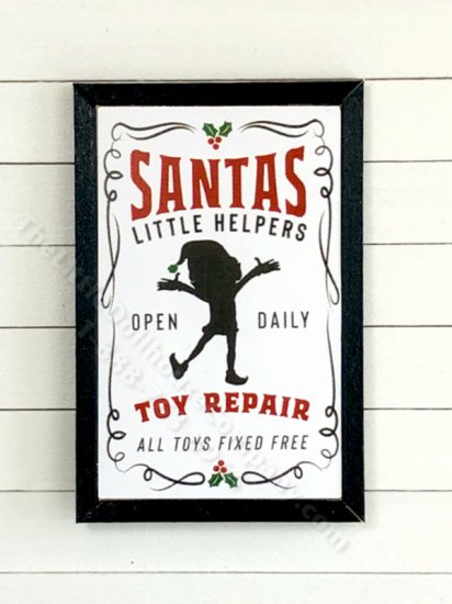 (image for) Miniature Vintage Christmas Santa's Little Helper Board Print