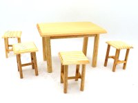 (image for) Miniature Oak Kitchen Table with Stools