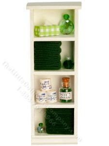 (image for) Miniature Bathroom Cabinet Unit with Dark Green Towels