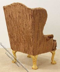 (image for) Miniature Brown Plush Wing Chair for Dollhouses