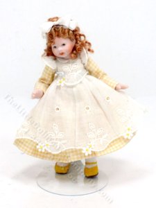 (image for) Porcelain Doll in Yellow Gingham Dress by Pat Melvin