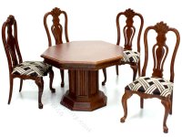 (image for) Dollhouse 5-Piece Miniature Walnut Dining Set