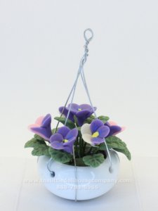 (image for) Miniature Hanging Pansies For Dollhouses