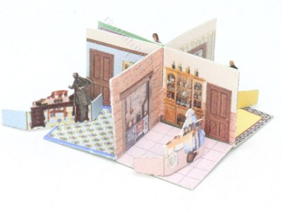 (image for) Miniature Pop-Up Folding Paper Doll House