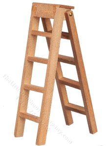 (image for) Miniature Walnut Step Ladder for Dollhouses