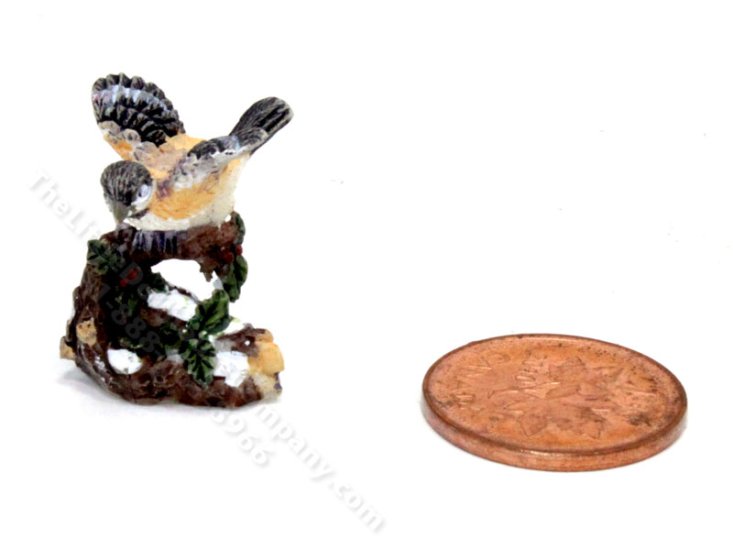 (image for) Miniature Great Tit on Branch Figurine for Dollhouses