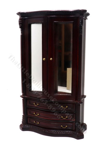 (image for) Miniature Mahogany Park Avenue Armoire for Dollhouses