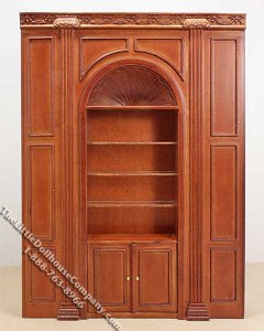 (image for) Miniature New Walnut Manor Shelf Unit for Dollhouses