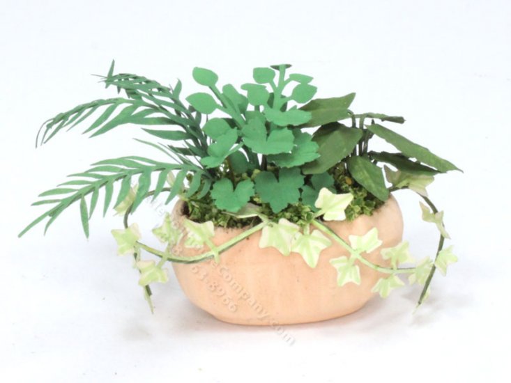 (image for) Miniature Oblong Clay Planter With Foliage