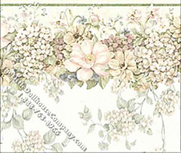 (image for) Miniature Hydrangea - White Floral Wallpaper for Dollhouses