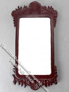 (image for) Miniature Mahogany Finish Shell Pattern Mirror for Dollhouses
