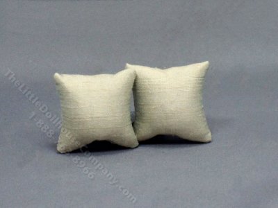 (image for) Miniature Pair of Olive Green Satin Pillows for Dollhouses