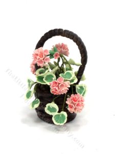 (image for) Miniature Basket of Begonias for Dollhouses