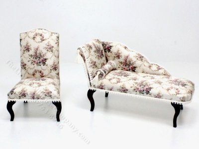 (image for) Miniature Floral Chaise and Chair by Maggie Brown