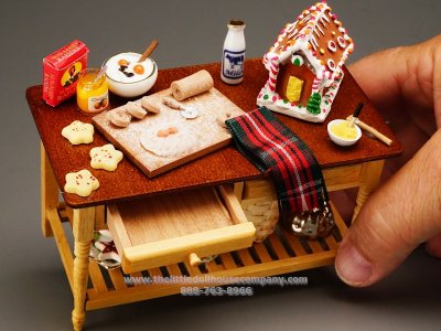 (image for) Dollhouse Miniature Christmas Decorated Baking Table