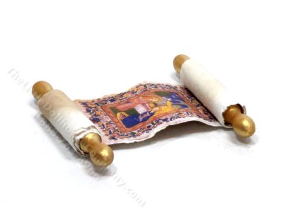 (image for) Miniature Illustrated Manuscript Scroll for Dollhouses