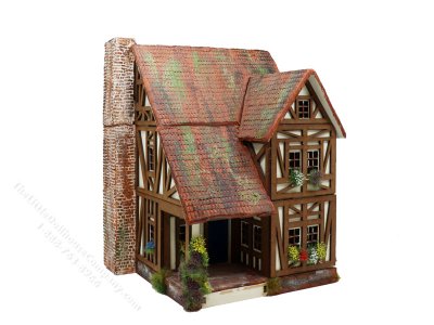 (image for) 1:48" Scale 2 Storey Vintage Tudor Dollhouse