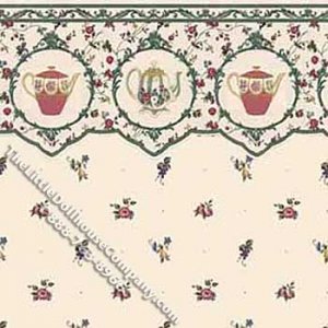 (image for) English Tea Floral Pattern Miniature Wallpaper for Dollhouses
