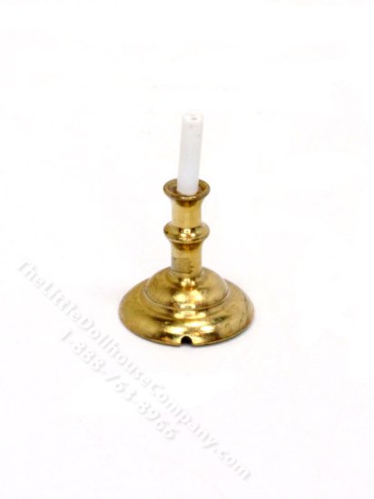(image for) Miniature Brass Candlestick & Candle for Dollhouses