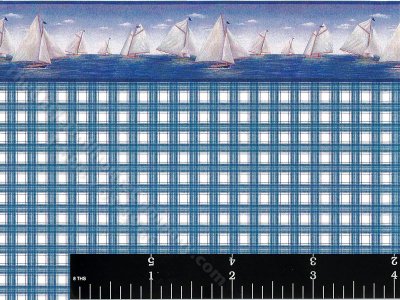 (image for) Plaid & Sailboat Pattern Miniature Wallpaper for Dollhouses