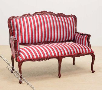 (image for) Miniature Mahogany Striped Sofa for Dollhouses