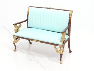 (image for) Miniature Full Scale Walnut and Blue Empire Settee