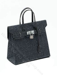 (image for) Miniature Black Handbag w/Metal Feet & Lock for Dollhouses