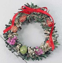 (image for) Miniature Wreath with Red Bow & Fruit for Dollhouses