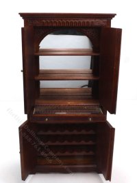(image for) Miniature Walnut Wine Cabinet with Mirrored Shelves