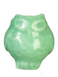 (image for) Miniature Green Ceramic Owl Pot for Dollhouses
