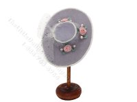 (image for) Vintage Miniature Grey Lady's Wide Brimmed Hat for Dollhouses