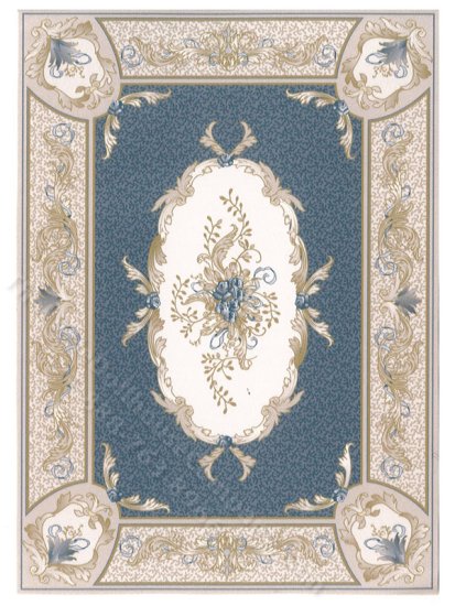 (image for) Dollhouse Scale Model Aubusson Blue Rug