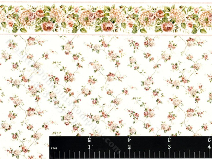 (image for) Cottage Rose Pattern Miniature Wallpaper for Dollhouses