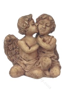 (image for) Miniature Kissing Cherubs Statue for Dollhouses - Gray Ancient