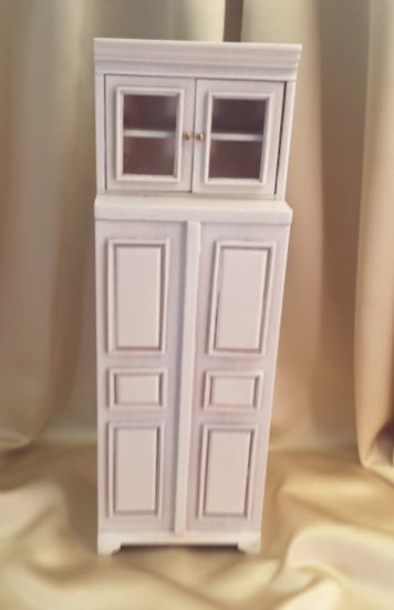 (image for) Miniature White Wash Cambridge Refrigerator for Dollhouses