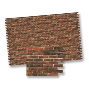 (image for) Miniature Dark Brick Scale Wall Sheeting for Dollhouses