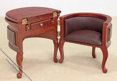 (image for) Dollhouse Scale Model Walnut Chadwick Desk for Dollhouses