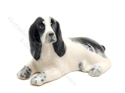 (image for) Miniature Porcelain Spaniel Dog Figurine for Dollhouses