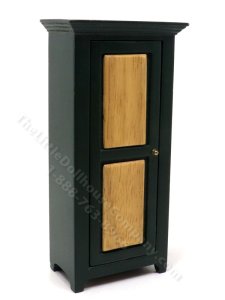 (image for) Miniature Green & Oak Kitchen Pie Safe/Cabinet for Dollhouses