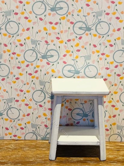 (image for) Dollhouse Scale Model Wallpaper - Spring Bicycle - 3pc Set