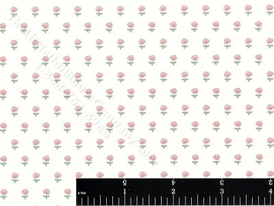(image for) Pink Roses on Cream Miniature Wallpaper for Dollhouses